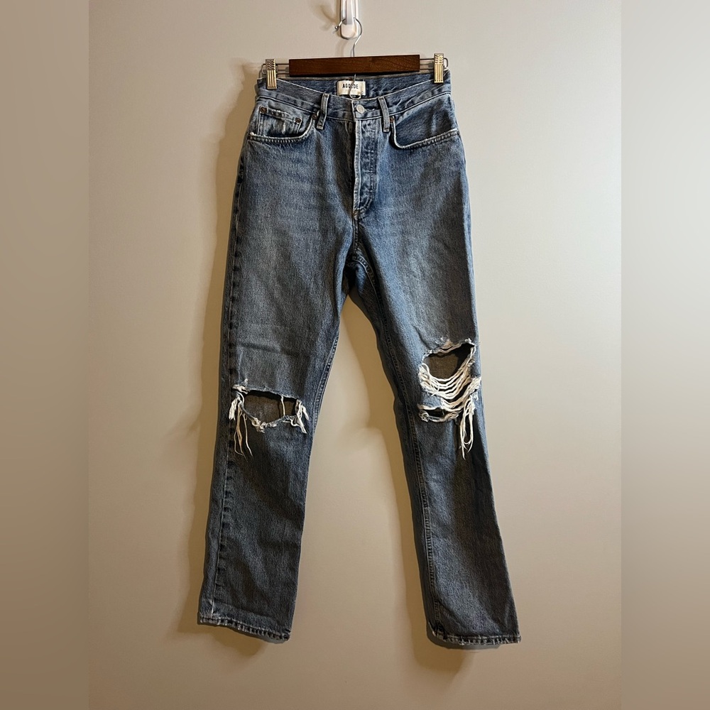 AGOLDE Women's Jeans Size 25 Lana Distressed Vintage Ripped Straight Leg
